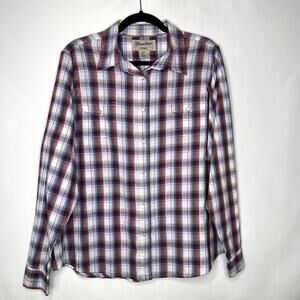 Wrangler Wrancher Western Pearl Snap Shirt Womens Gray Red Blue Metallic Sz XXL